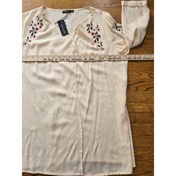 Amanda Green Womens XL Floral Embroidered Boho Open Front Blouse New - Picture 8 of 9